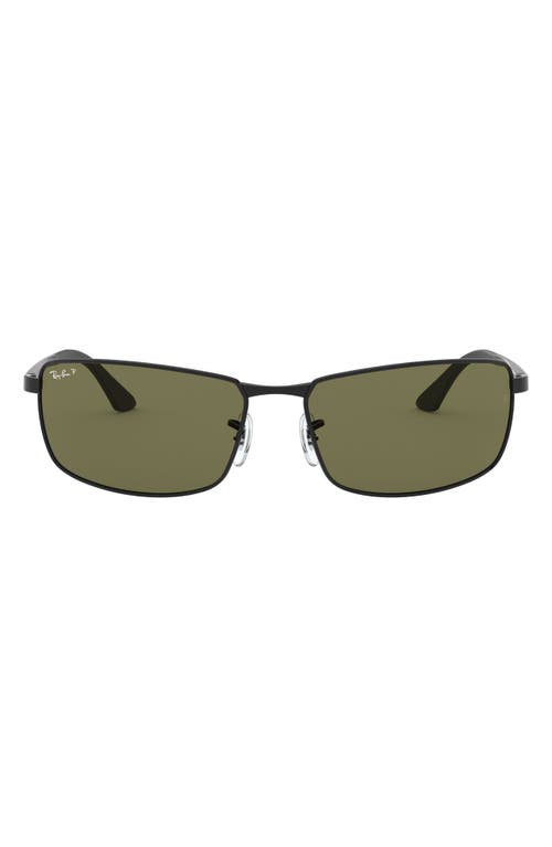 Shop Ray Ban Ray-ban 61mm Polarized Rectangle Sunglasses In Black/green