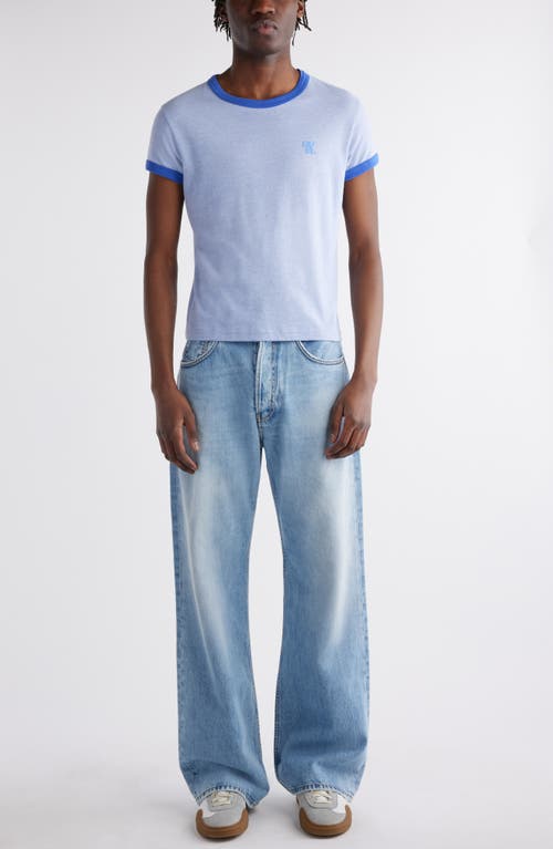 Shop Acne Studios Heathered Ringer T-shirt In Faded Blue