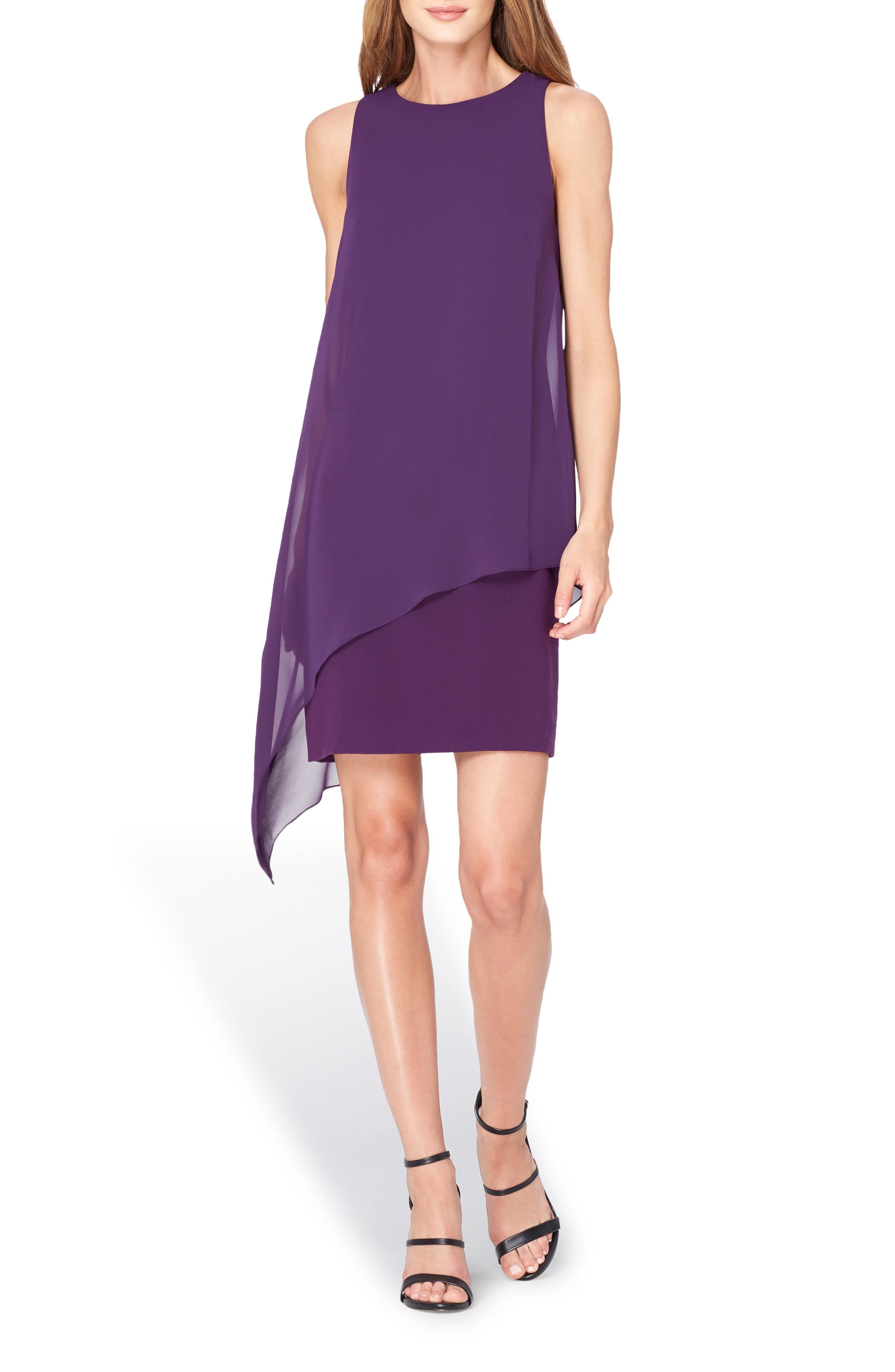 Tahari Chiffon Overlay Shift Dress | Nordstrom