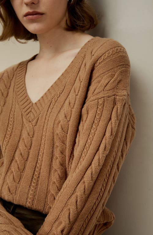 Lilysilk Cable-knit Wool-cashmere Blend Sweater In Toffee