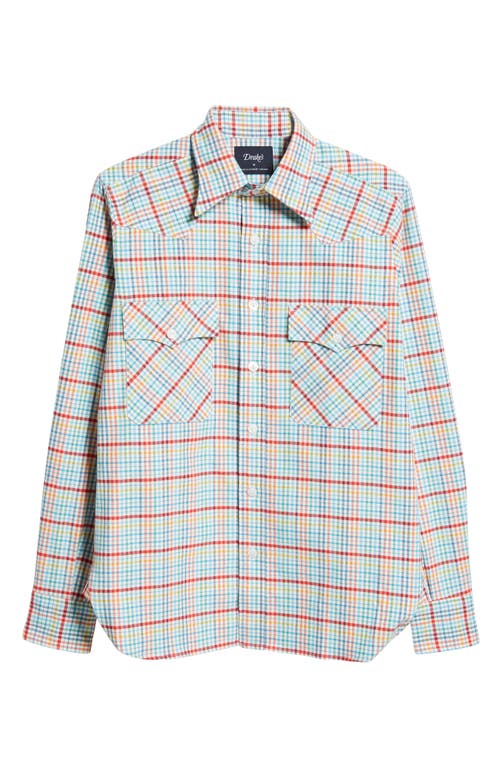 DRAKE'S DRAKE'S BRUSHED TABLECLOTH CHECK WESTERN SHIRT 