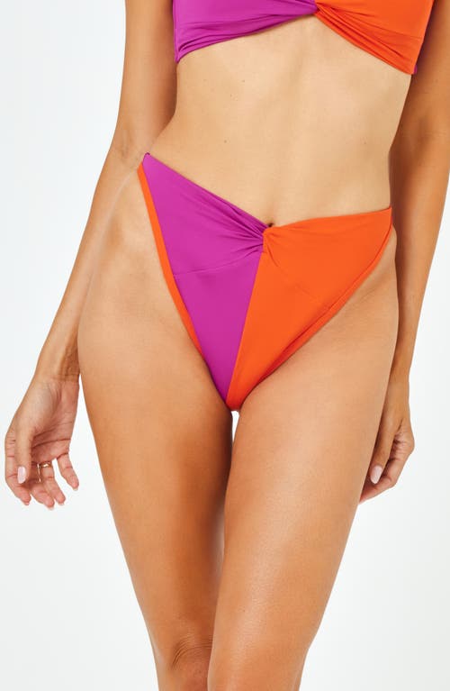 L*space Lspace Jada Bitsy Twist Front Bikini Bottoms In Berry/pimento