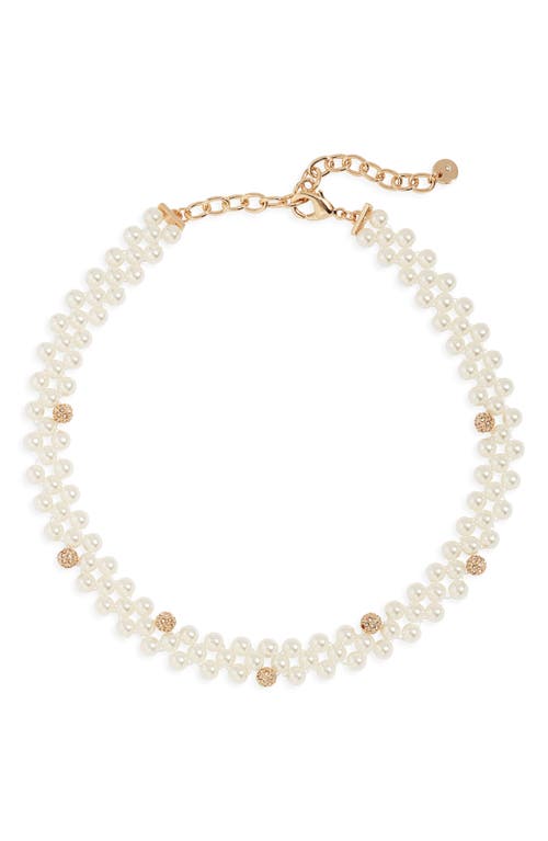 Nordstrom Imitation Pearl Pavé Choker Necklace in Clear- White- Gold at Nordstrom