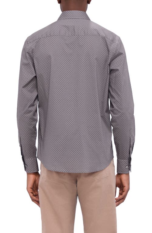 Shop Bugatchi Julian Shaped Fit Basketweave Print Button-up Shirt In Graphite