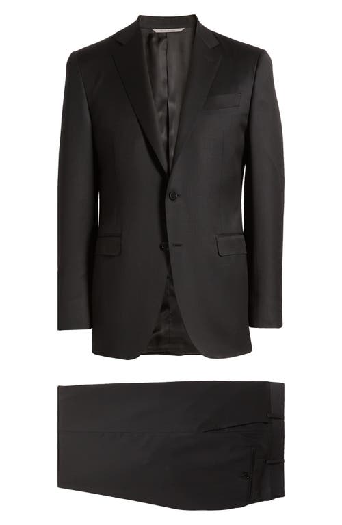 Canali Solid Milano Trim Fit Suit in Black