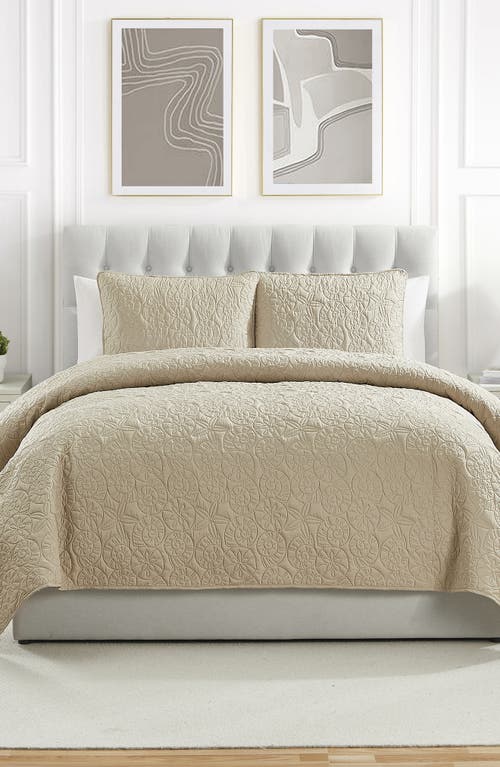Vcny Home Seashell Solid 3-piece Quilt Set In Taupe