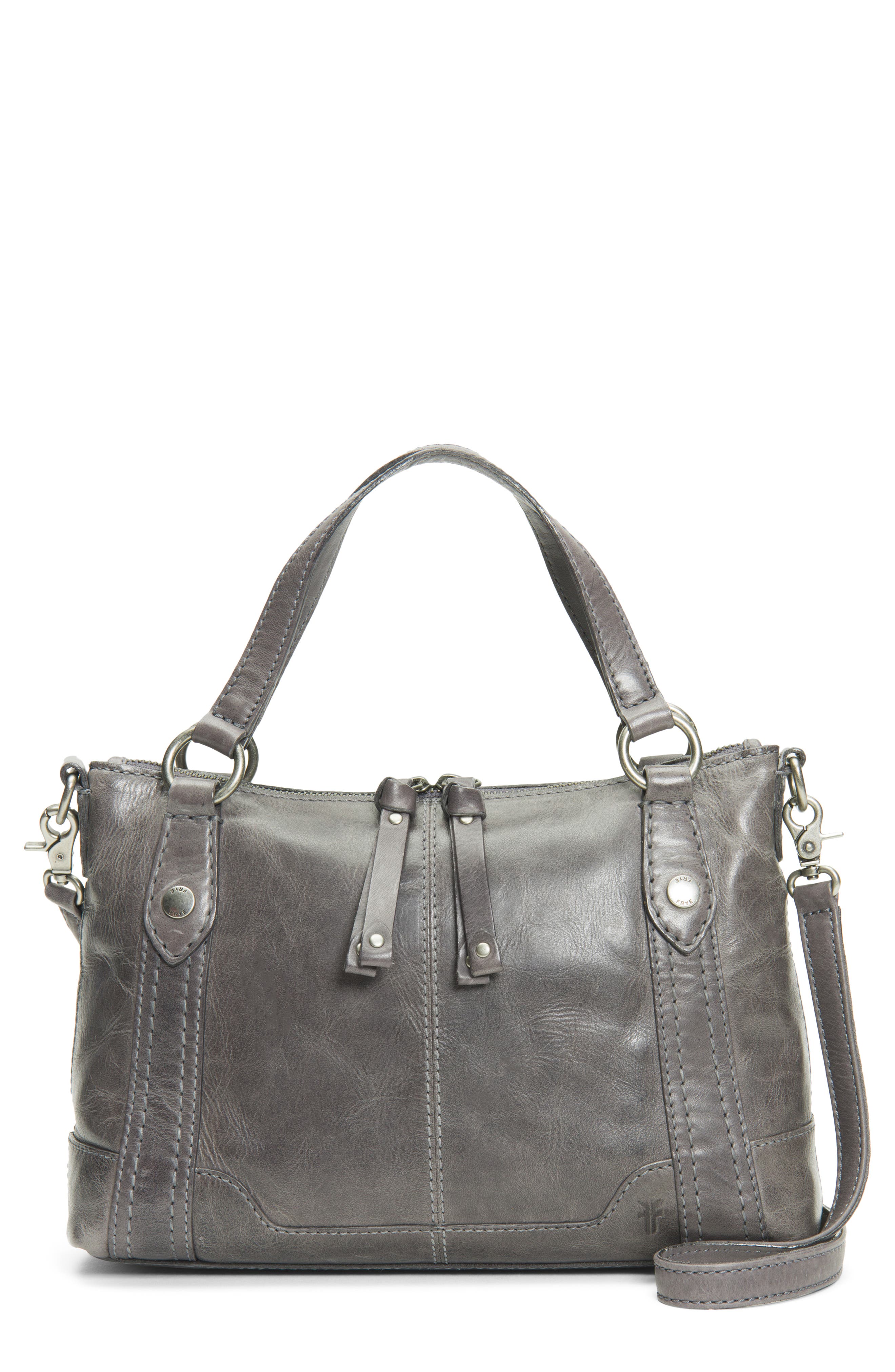gray leather crossbody