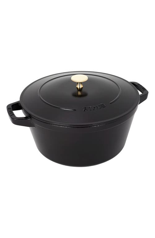 Staub Black Stackable Cast-iron Set Of Four With Lid In Black