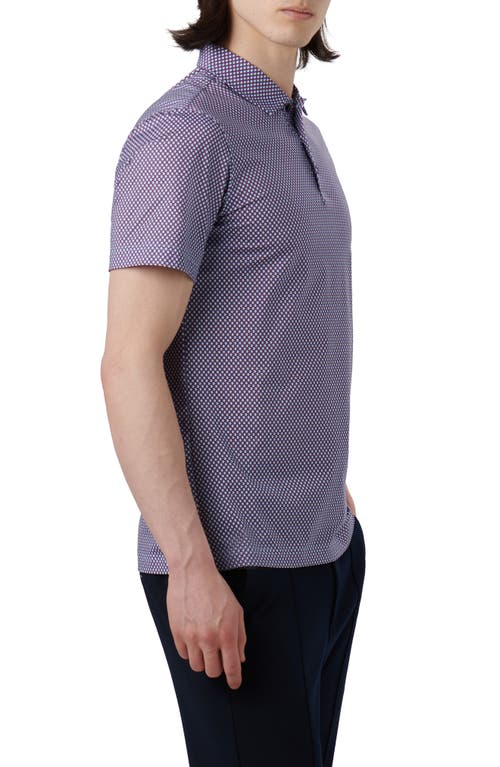 Shop Bugatchi Ooohcotton® Geo Print Polo In Blue/burgundy