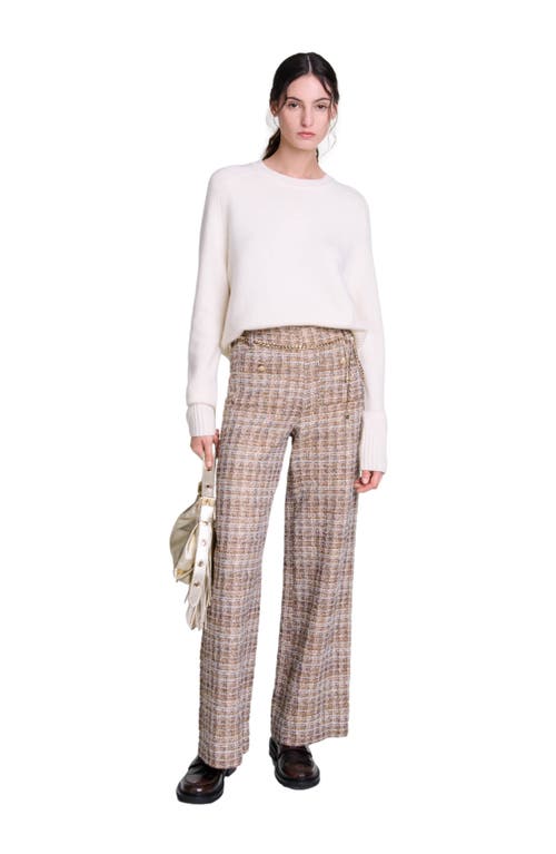 Maje Tweed Trousers In Brown