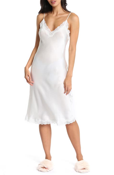 Papinelle Camille Lace Trim Silk Nightgown