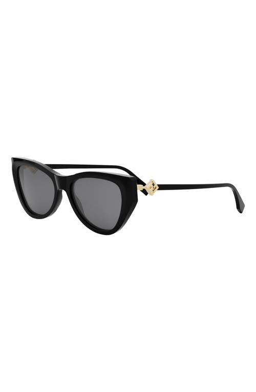 Shop Fendi ' Diamonds 54mm Cat Eye Sunglasses In Shiny Black/smoke