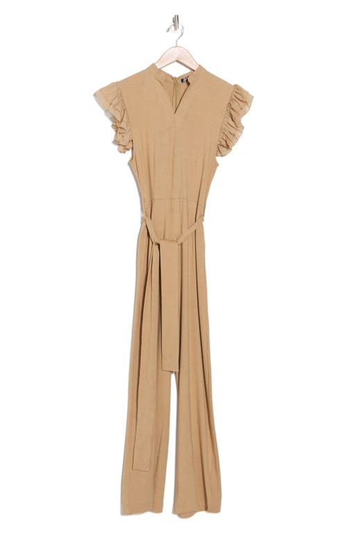 Shop Area Stars Riley Tie Waist Wide Leg Jumpsuit In Tan