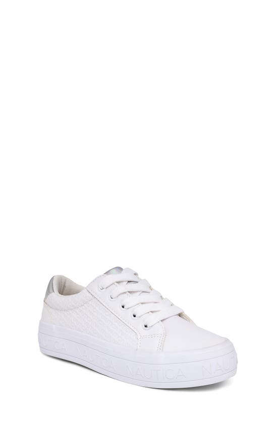 Shop Nautica Kids' Platform Sneaker In White Iridescent