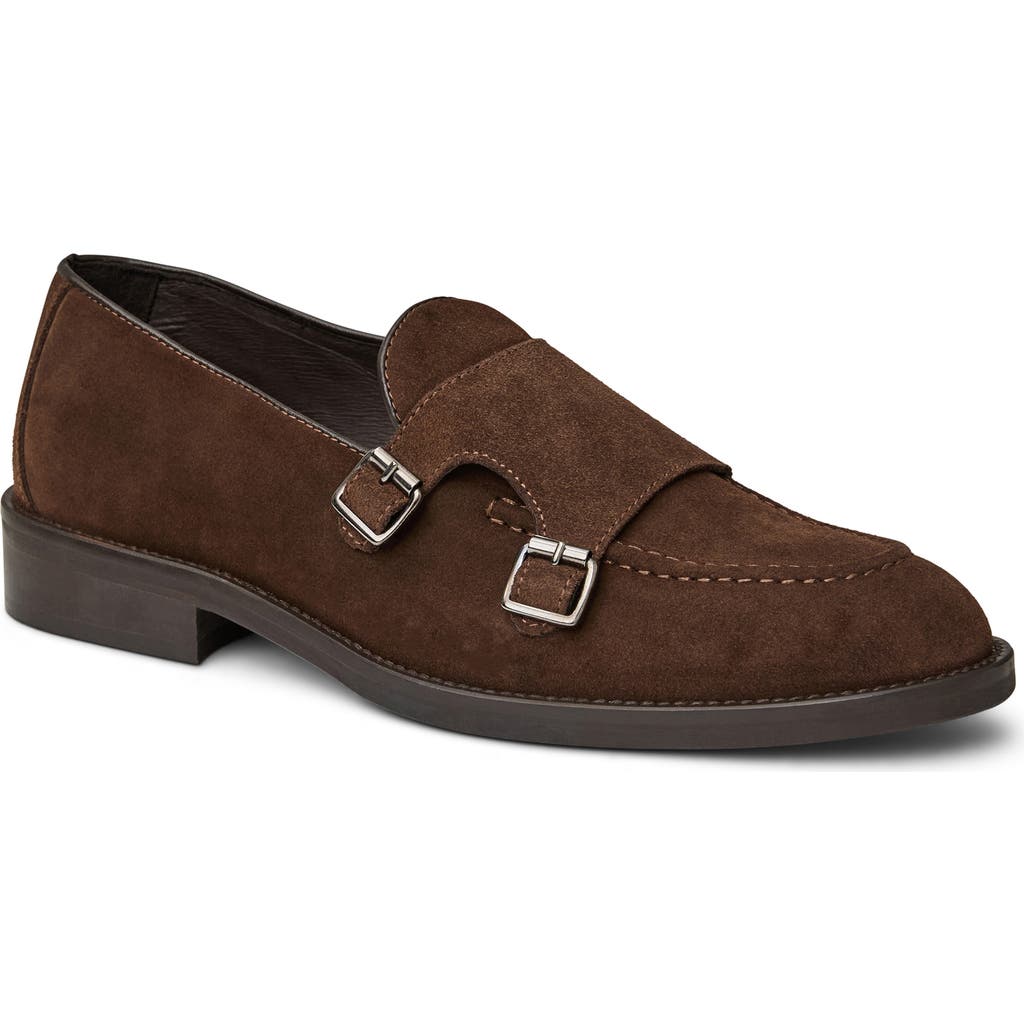 Bruno Magli Blake Monk Strap Shoe In Dark Brown Suede
