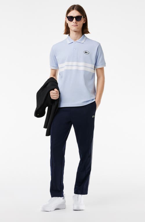 Shop Lacoste Classic Fit Stripe Piqué Knit Polo In Phoenix/farine