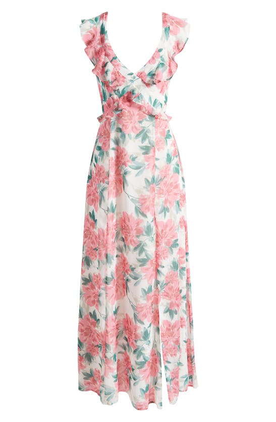 Shop Lulus Sensational Spring Floral Maxi Dress In White/ Pink/ Green