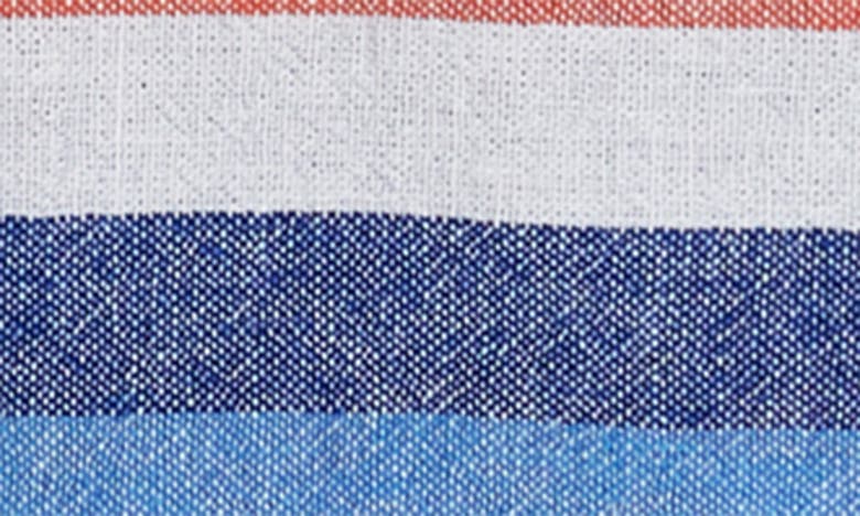 Shop Andy & Evan Kids' Stripe Short Sleeve Button-up Shirt & Drawstring Shorts Set In Chambray