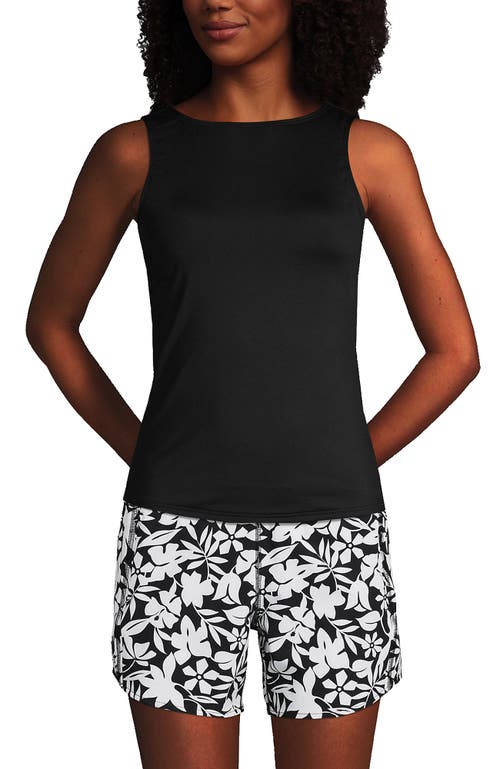 Shop Lands' End Long Torso High Neck Upf 50 Sun Protection Modest Tankini Swimsuit Top In Black