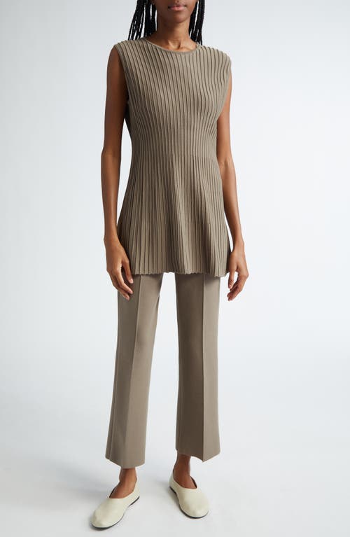 Shop Lafayette 148 New York Foley Crepe Knit Flare Ankle Pants In Concrete