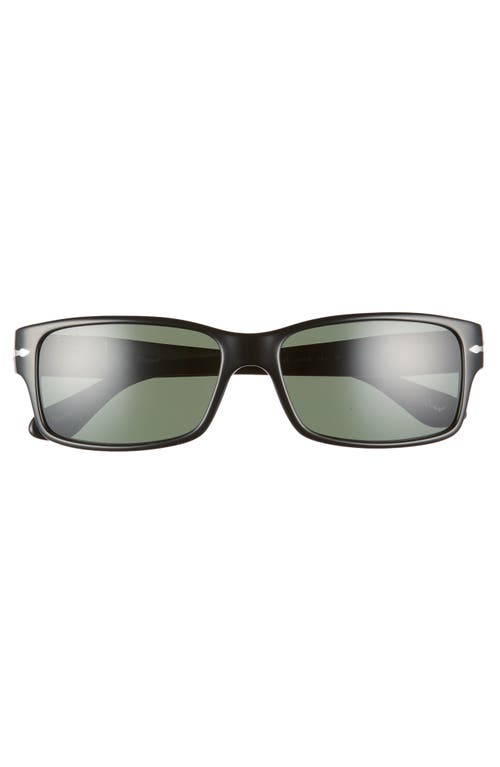Persol Men's Temple Plaqué Rectangle Sunglasses In Black/black Solid