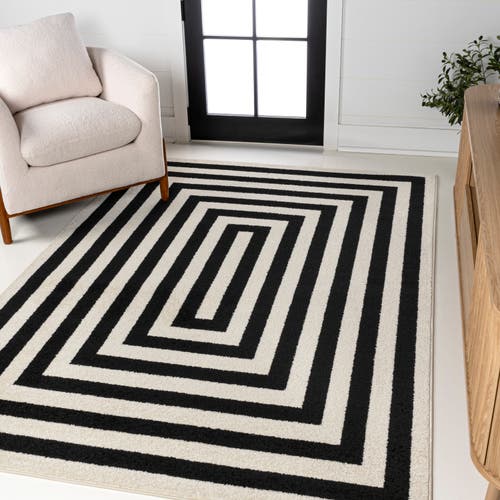 Jonathan Y Bandol Modern Classic Mitre Stripe Area Rug In Black/ivory