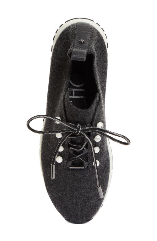 Jimmy Choo Low Top Sneakers With Pearls And Knitted Upper In Black Mix