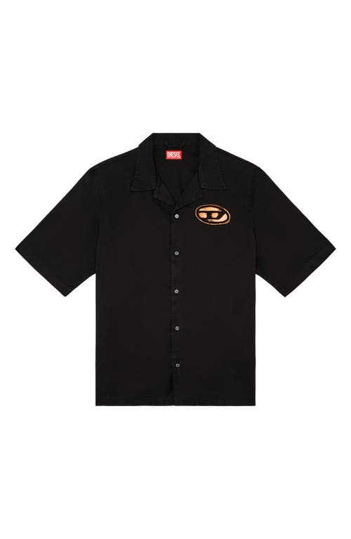 Shop Diesel ® S-stan Oversize Bleach Logo Camp Shirt In Black