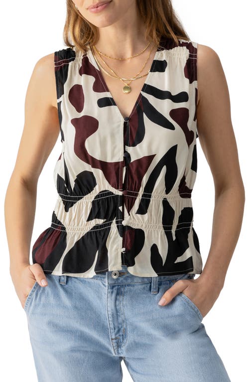 Shop Sanctuary Abstract Print Sleeveless Button-up Shirt In Light Mine