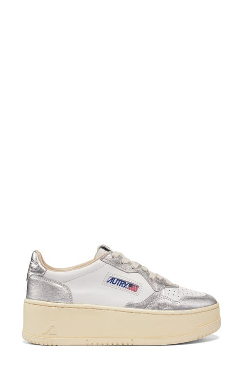 Shop Autry Platform Sneaker In White/silver