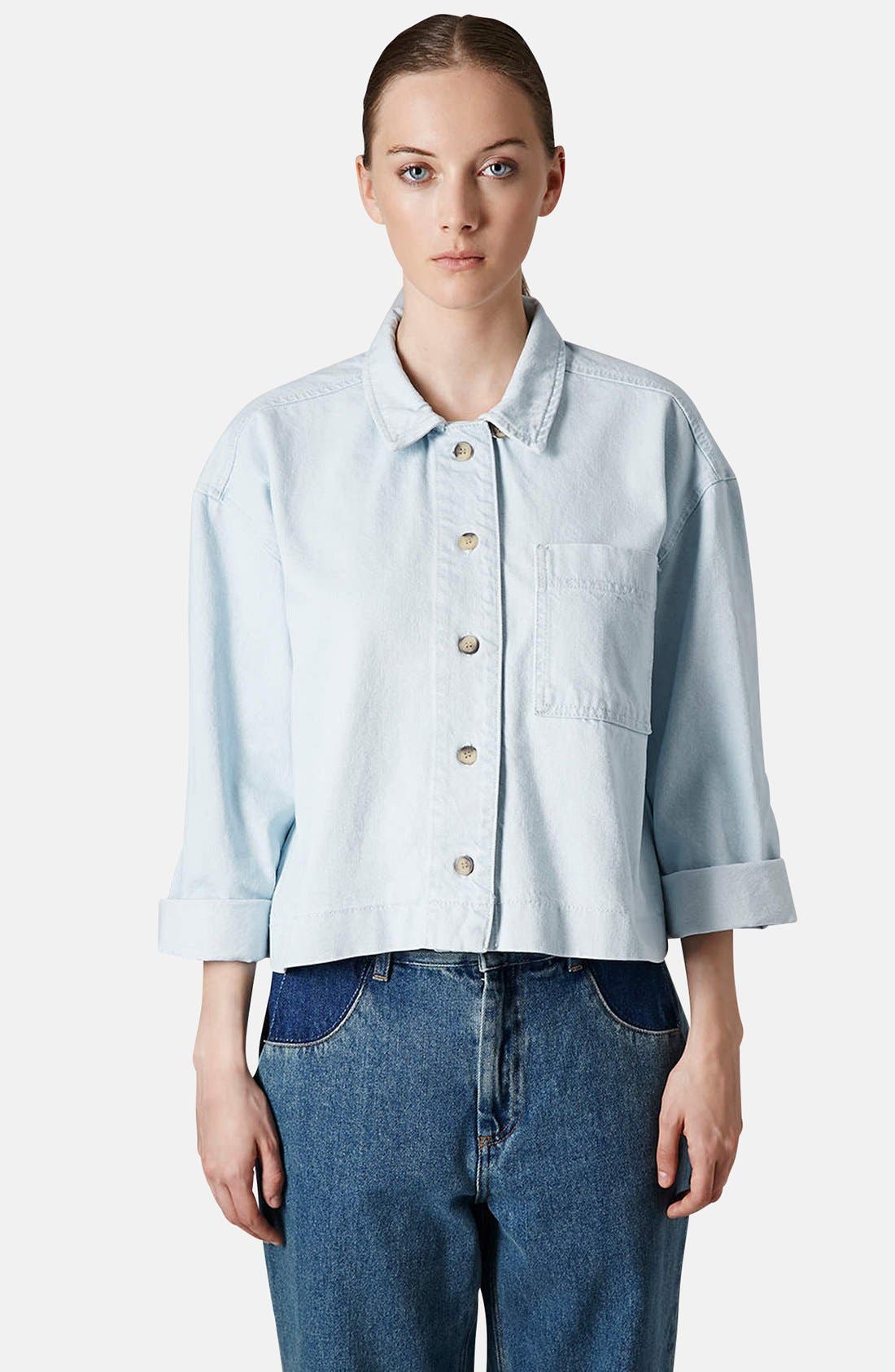 Boutique Crop Denim Shirt Nordstrom