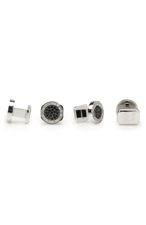 Shop Cufflinks, Inc . Vincent De Paul White & Black Pave Crystals Cuff Links & Studs Set In Silver/black