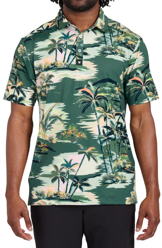 Shop Bad Birdie Patterned Performance Golf Polo In Tropic Thunder