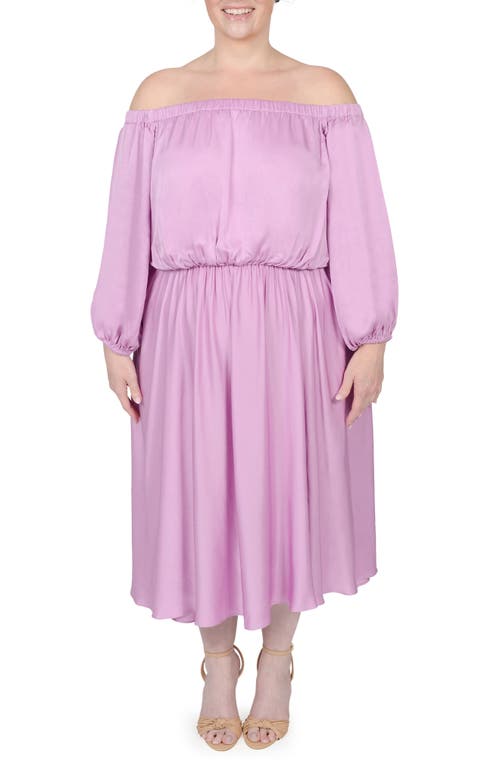 Edwina Off the Shoulder Midi Dress in Orchid