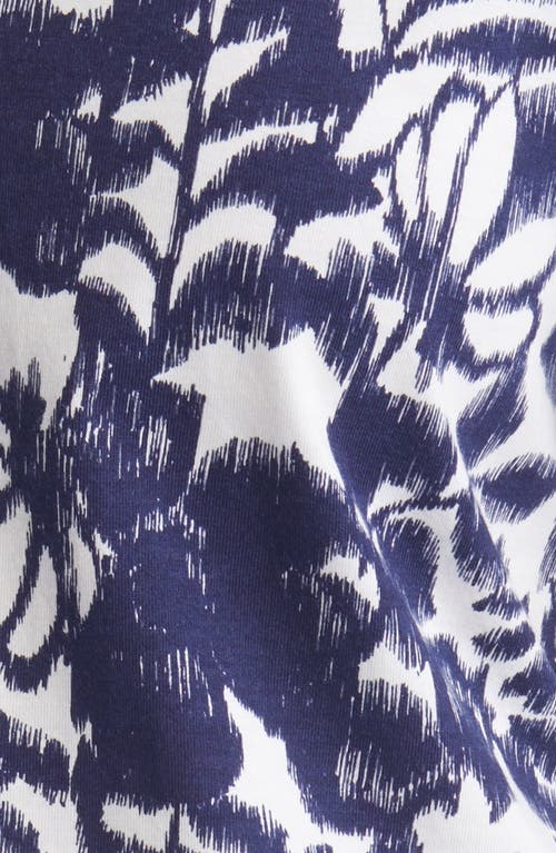 Anne Klein Floral Puff Sleeve T-shirt In Blue/white