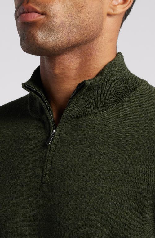 Shop Nordstrom Washable Merino Quarter Zip Sweater In Green Depths