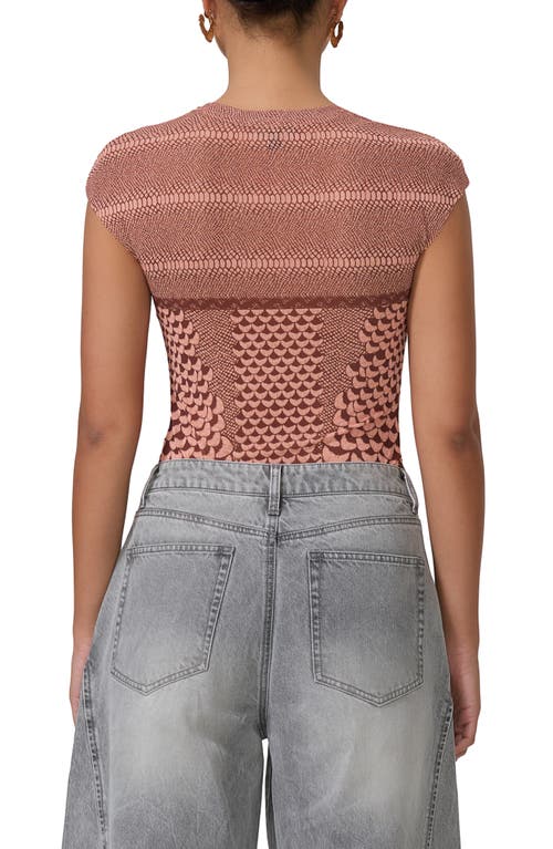 Shop Afrm Nina Print Cap Sleeve Mesh Top In Peach Petal