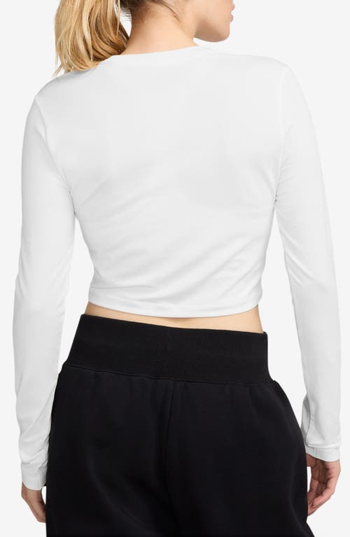 Nike Sportswear Chill Knit Slim Long Sleeve Crop T-shirt In White/white