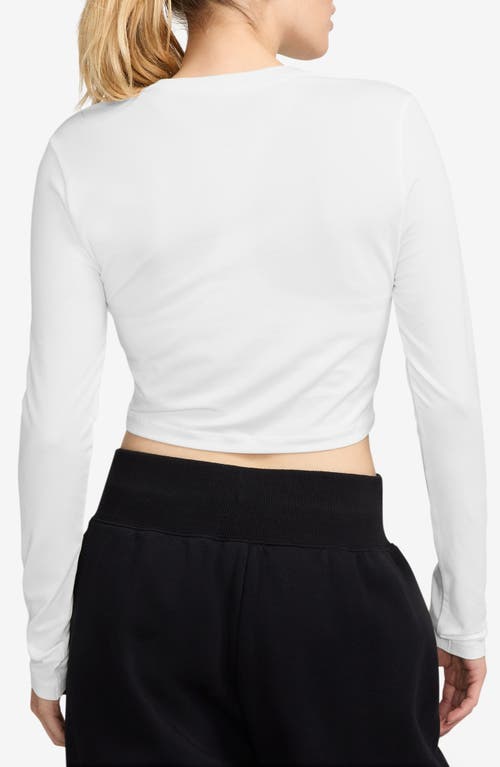 Shop Nike Sportswear Chill Knit Slim Long Sleeve Crop T-shirt In White/white