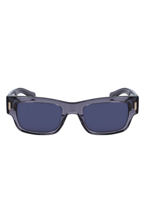 Shop Ferragamo Rivets 53mm Rectangular Sunglasses In Transparent Grey