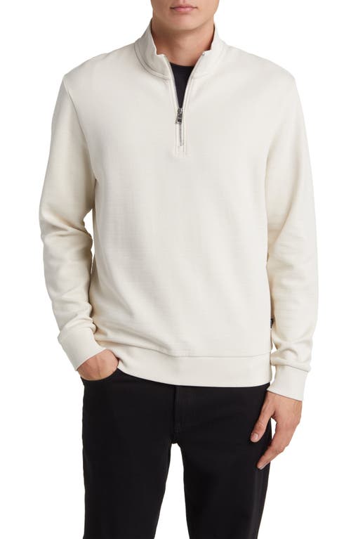 BOSS Sidney Long Sleeve Zip Polo Light Beige at Nordstrom,