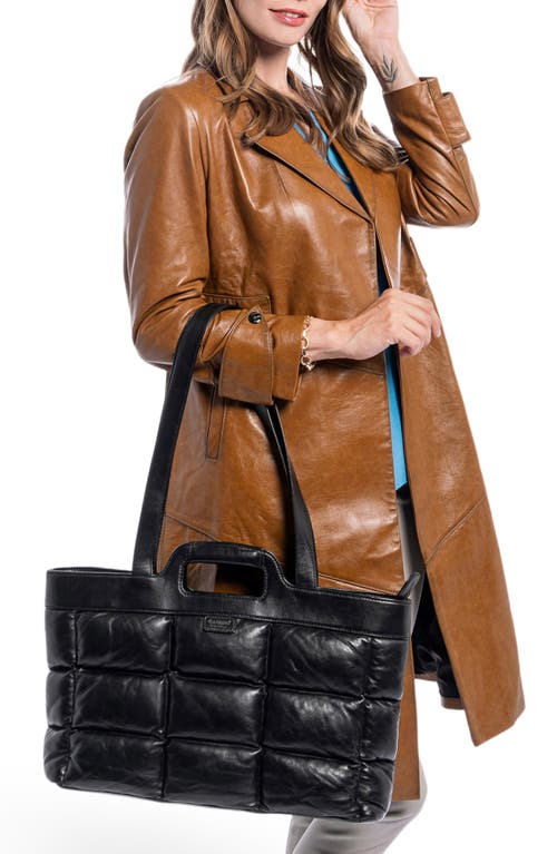 Old Trend Puff Clover Leather Tote Bag In Black