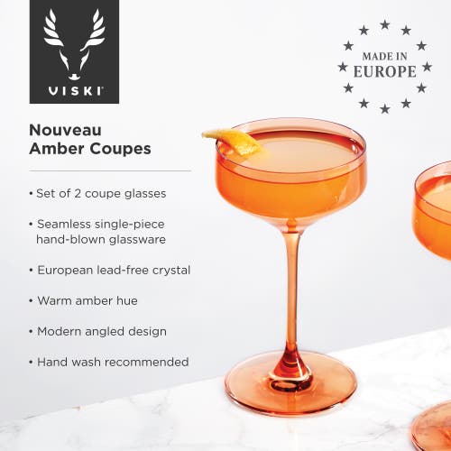 Viski Reserve Nouveau Crystal Coupes In Orange