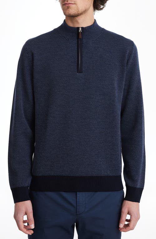 Shop Emanuel Berg Jacquard Wool Half Zip Sweater In Medium Blue