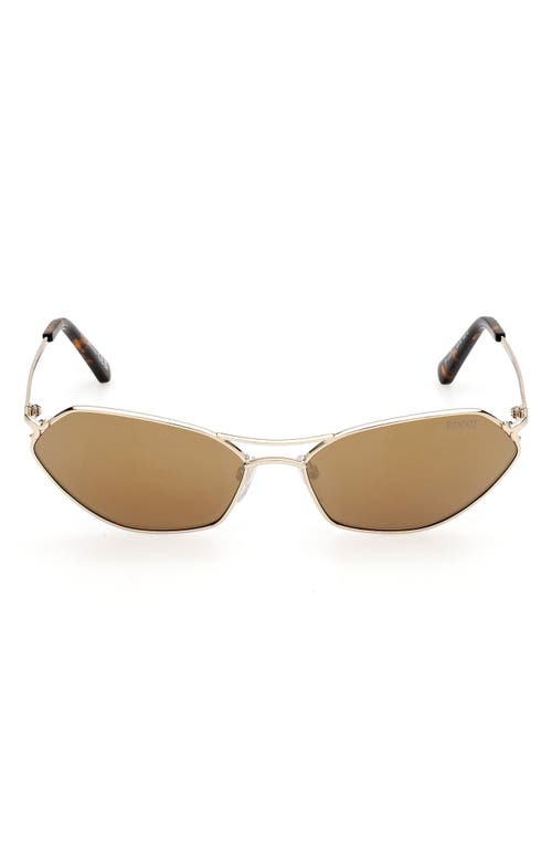 Pucci Geometric Metal & Acetate Rectangle Sunglasses In Gold/brown Mirror