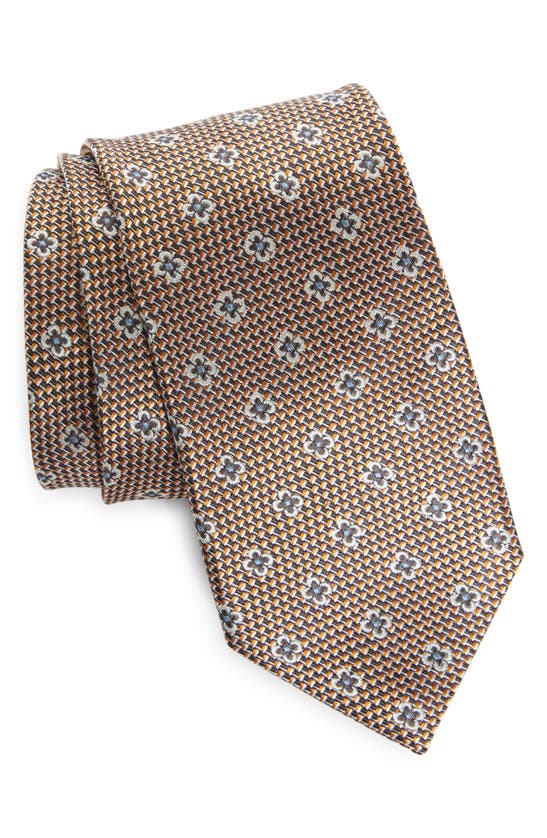 Zegna Ties Paglie Floral Mulberry Silk Tie In Brown