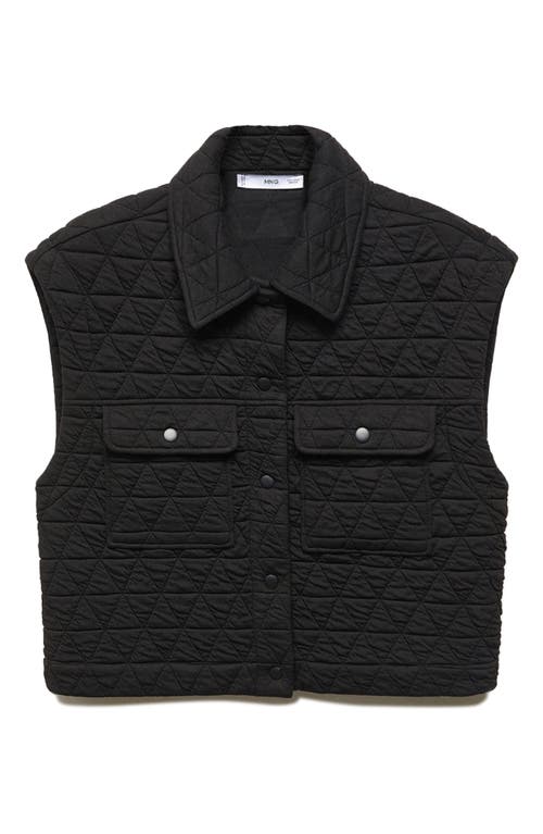 Mango Women's Buttons Detail Quilted Vest In Black