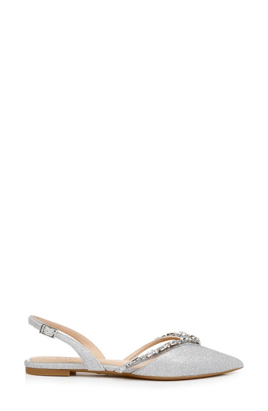 Jewel Badgley Mischka Camden Pointed Toe Slingback Flat In Silver