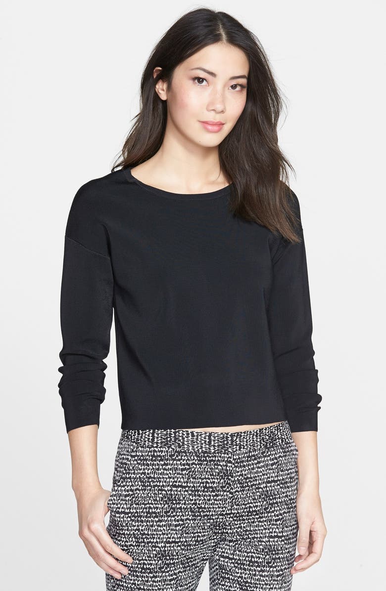 HALOGEN<SUP>®</SUP> Crop Sweater, Main, color, Black