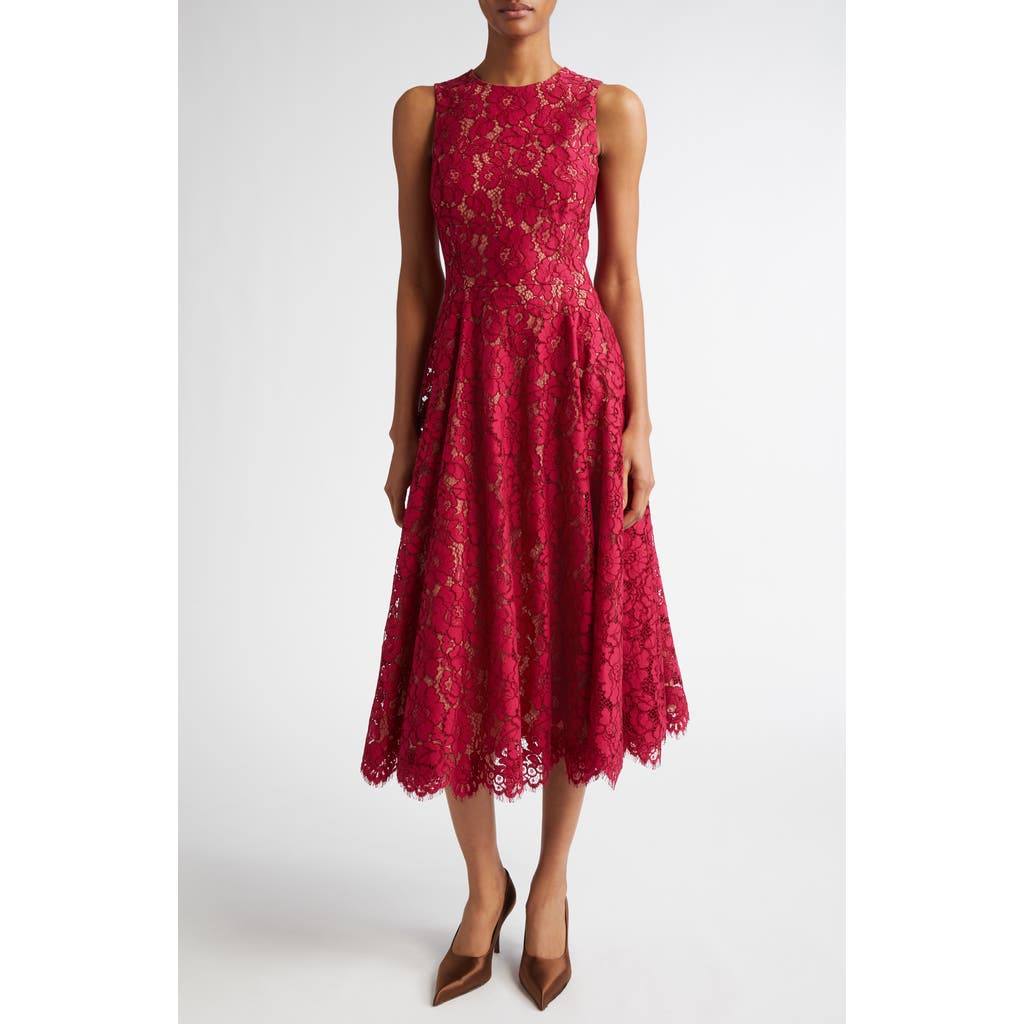 Michael Kors Floral Lace Dress In Raspberry